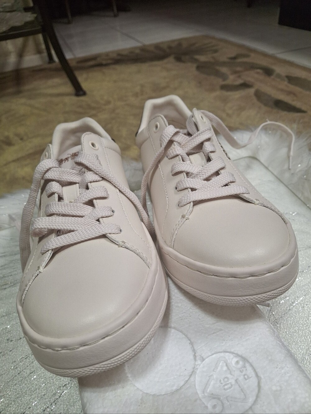 Coach Clip Leather Low-Top Lace-Up Sneakers Chalk Khaki Women Size 7 - Picture 8 of 16